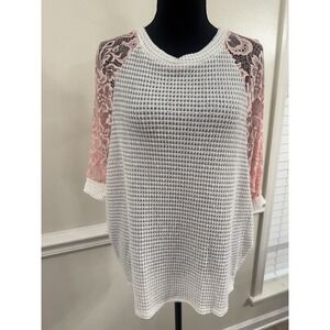 Lovely J‎ Top Women's Small Pink And White Blouse